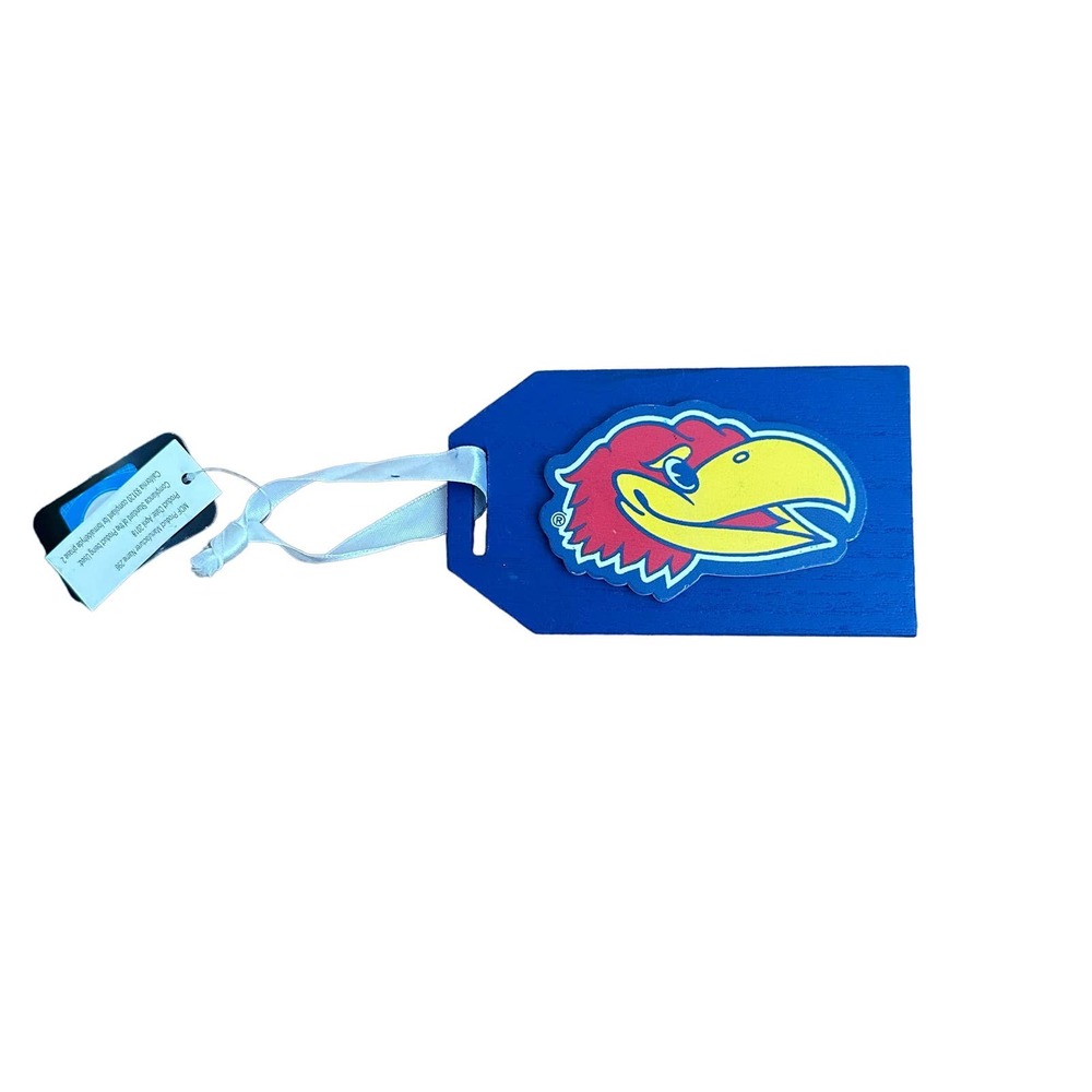 Kansas Jayhawks‎ Team Sports America Christmas ornament gift tag blue red yellow
